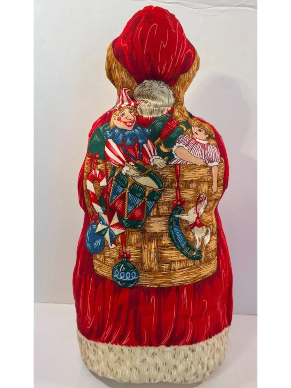 Vintage Fabric Stuffed Santa Christmas Folk Art Country Cut & Sew 18